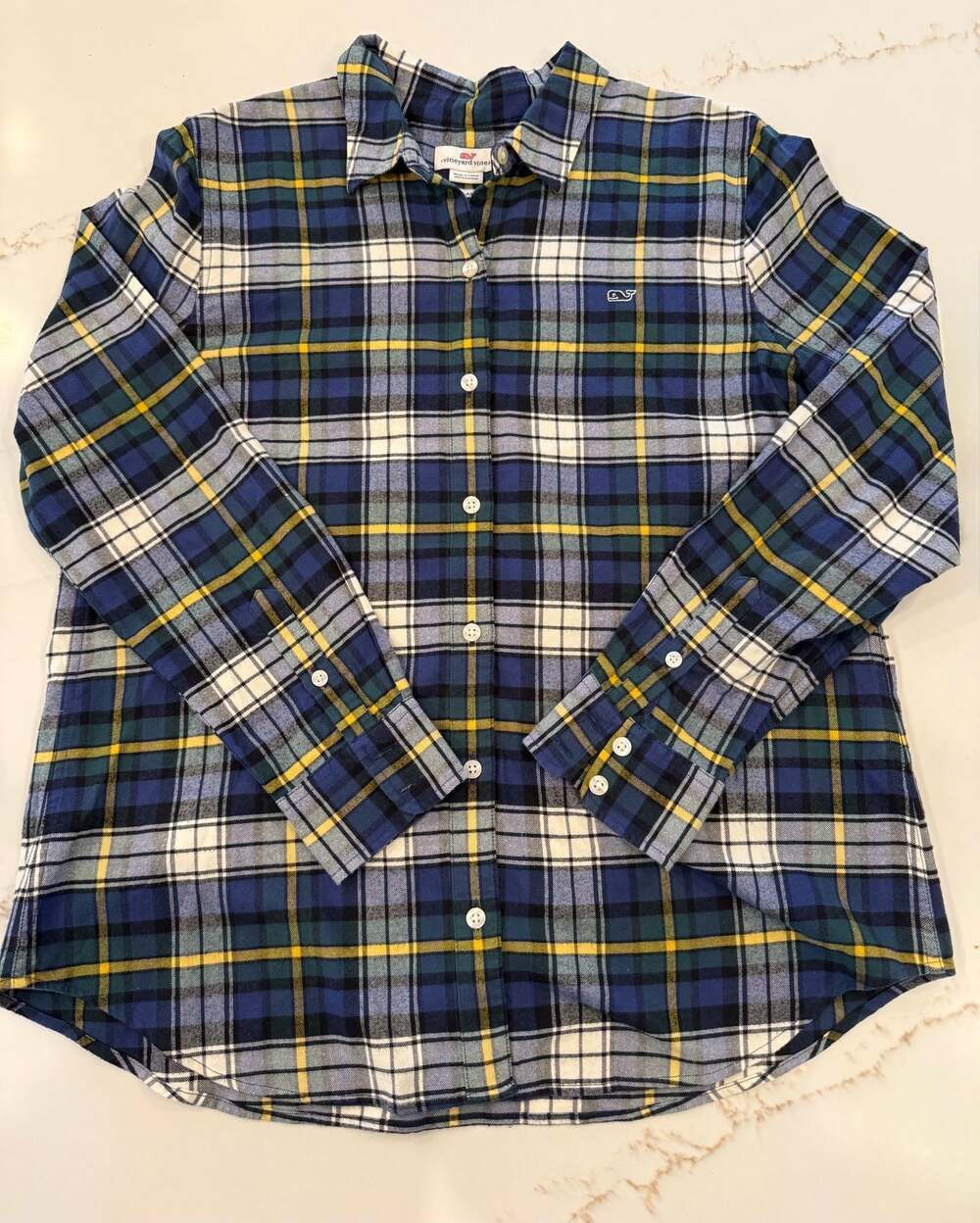 Vineyard Vines Women's Relaxed Fit Plaid Flannel Shirt Size 8